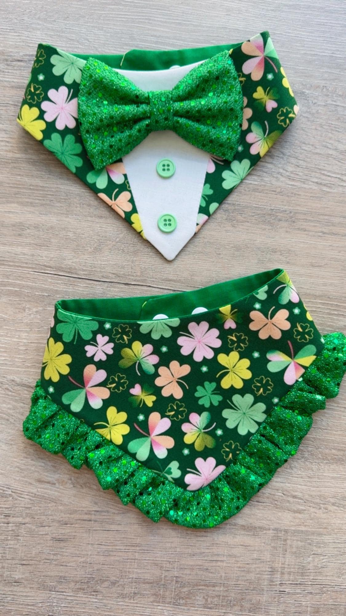 St. Patrick Dog Tuxedo Bandana, Chalk shamrocks