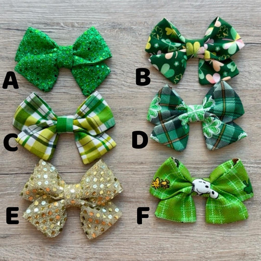 St. Patrick's Day Dog Bow, Lucky Shamrock Hair Clip, Puppy Barrette