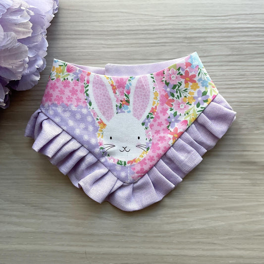 Easter Plaid Dog Bandana with Ruffles, Spring Pet Scarf