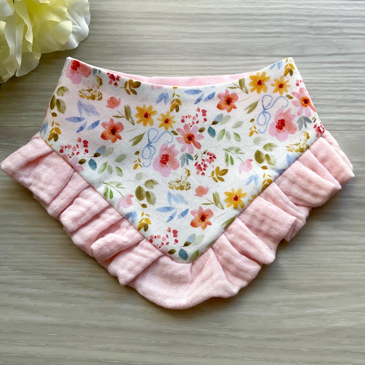 Spring Floral Ruffle Dog Bandana, Spring Dog Bandana, Girl Dog Bandana for Easter Puppy Accessory with Snap