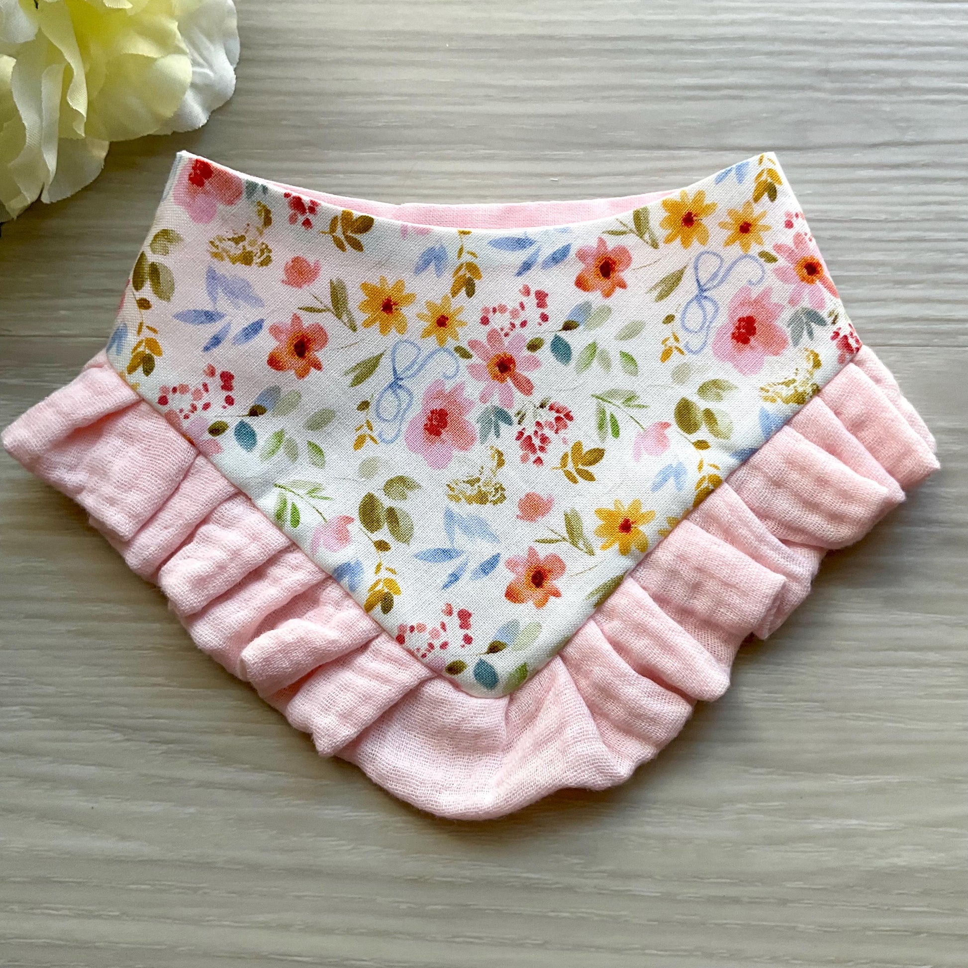 Spring Floral Ruffle Dog Bandana, Spring Dog Bandana, Girl Dog Bandana for Easter Puppy Accessory with Snap