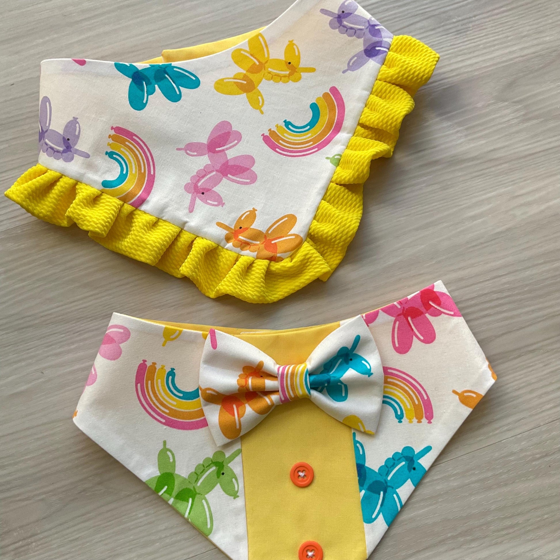 Happy Birthday Dog Bandana with Ruffle, Unicorn ballons scarf, gift for puppies,