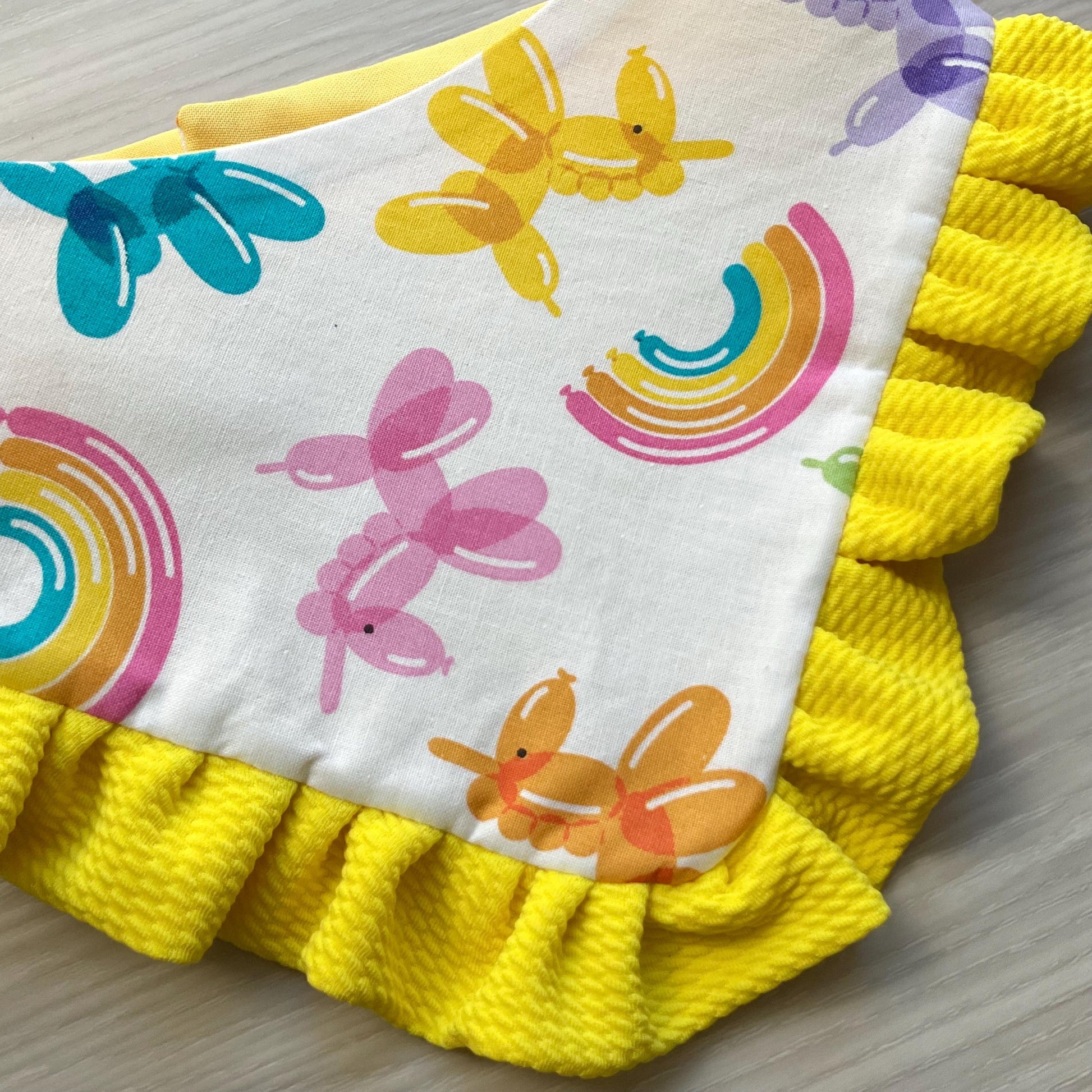 Happy Birthday Dog Bandana with Ruffle, Unicorn ballons scarf, gift for puppies,