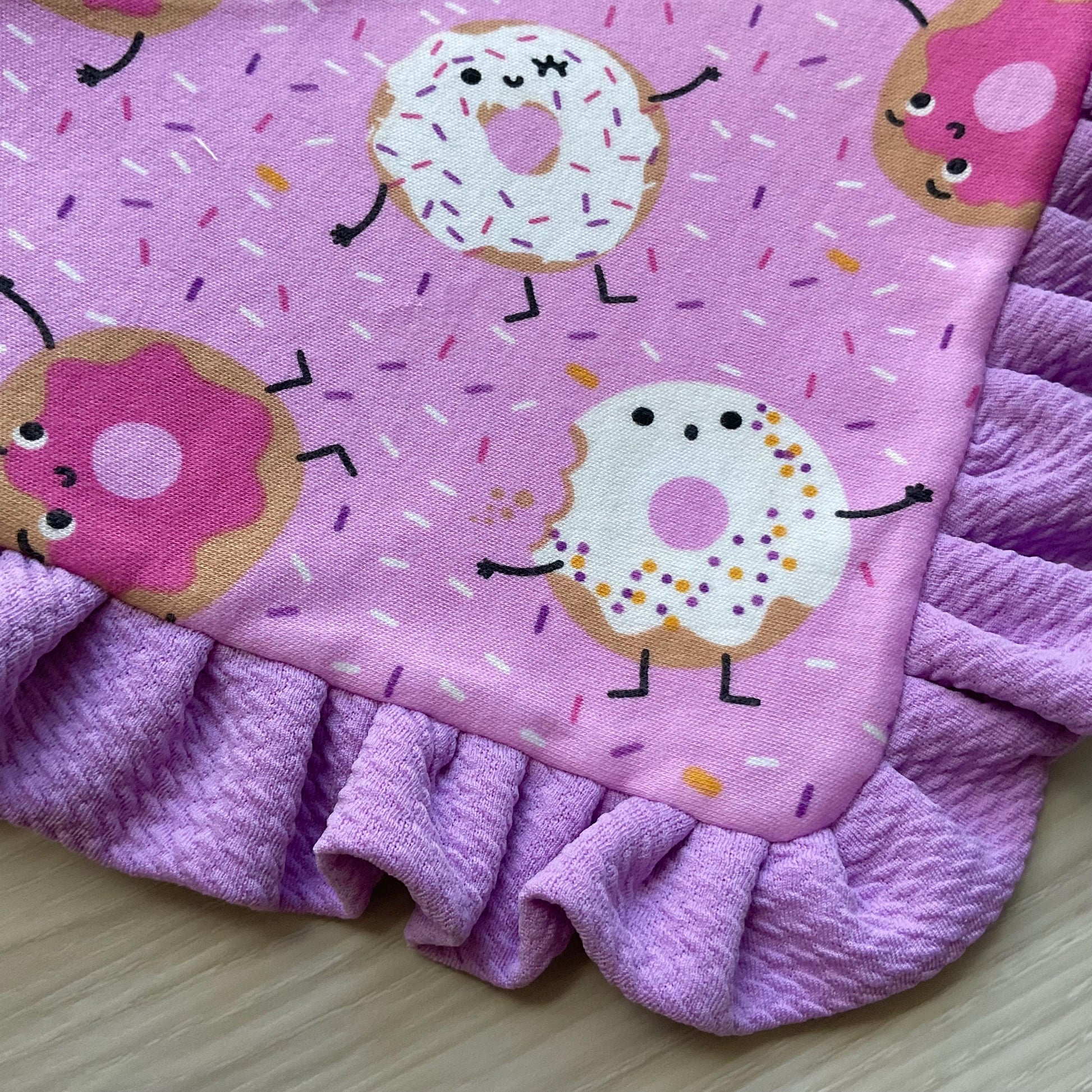 Happy Birthday Dog Bandana with Ruffle, Donut with sprinkles scarf, gift for puppies, Purple pet bandana