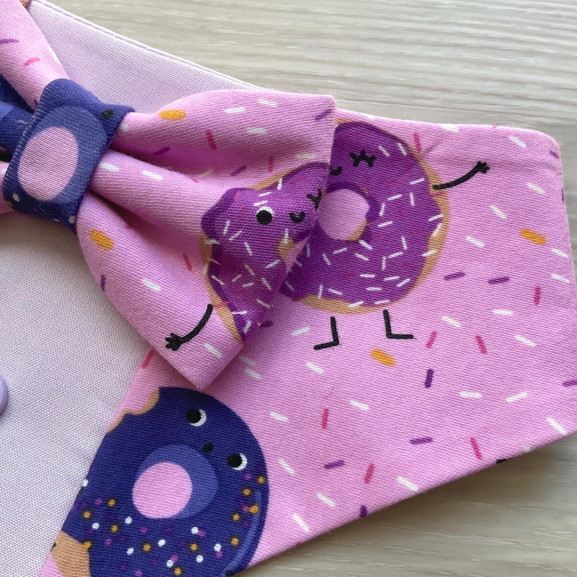 Happy Birthday Tuxedo dog Bandana, Donut with sprinkles, Dogs celebrating a birthday, Puppies gift purple pet bandana