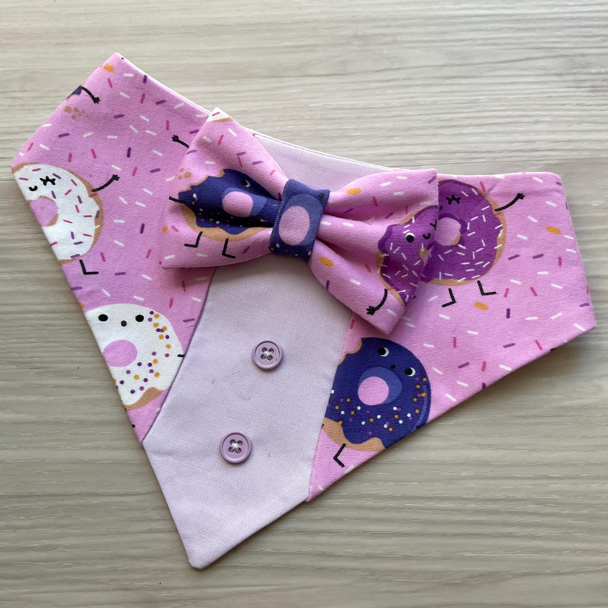 Happy Birthday Tuxedo dog Bandana, Donut with sprinkles, Dogs celebrating a birthday, Puppies gift purple pet bandana