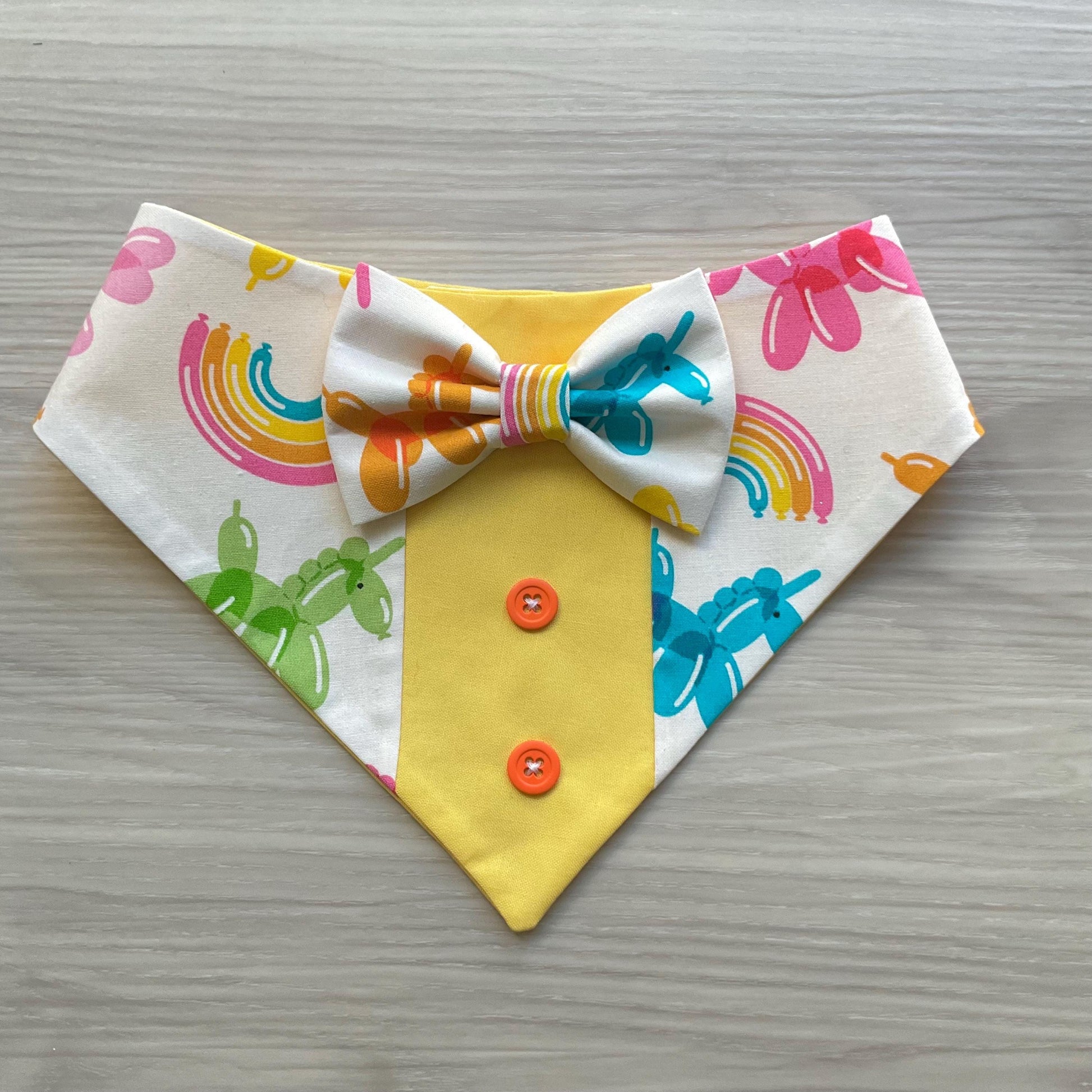 Happy Birthday Tuxedo dog Bandana, Unicorn ballons, Dogs celebrating a birthday, Puppies gift