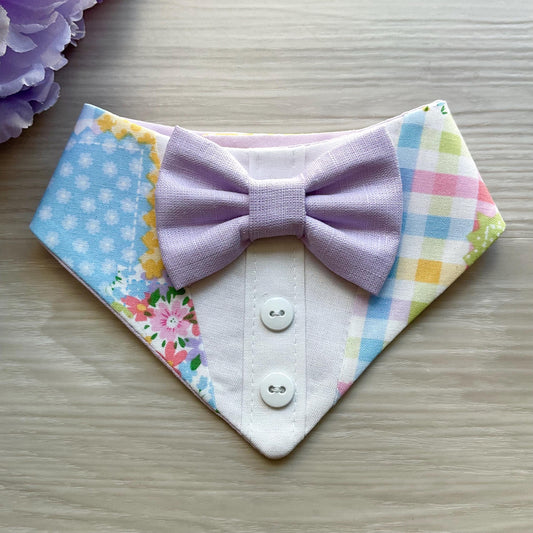 Easter Dog Bandana Tuxedo with Bow Tie, Spring Pet Accessories