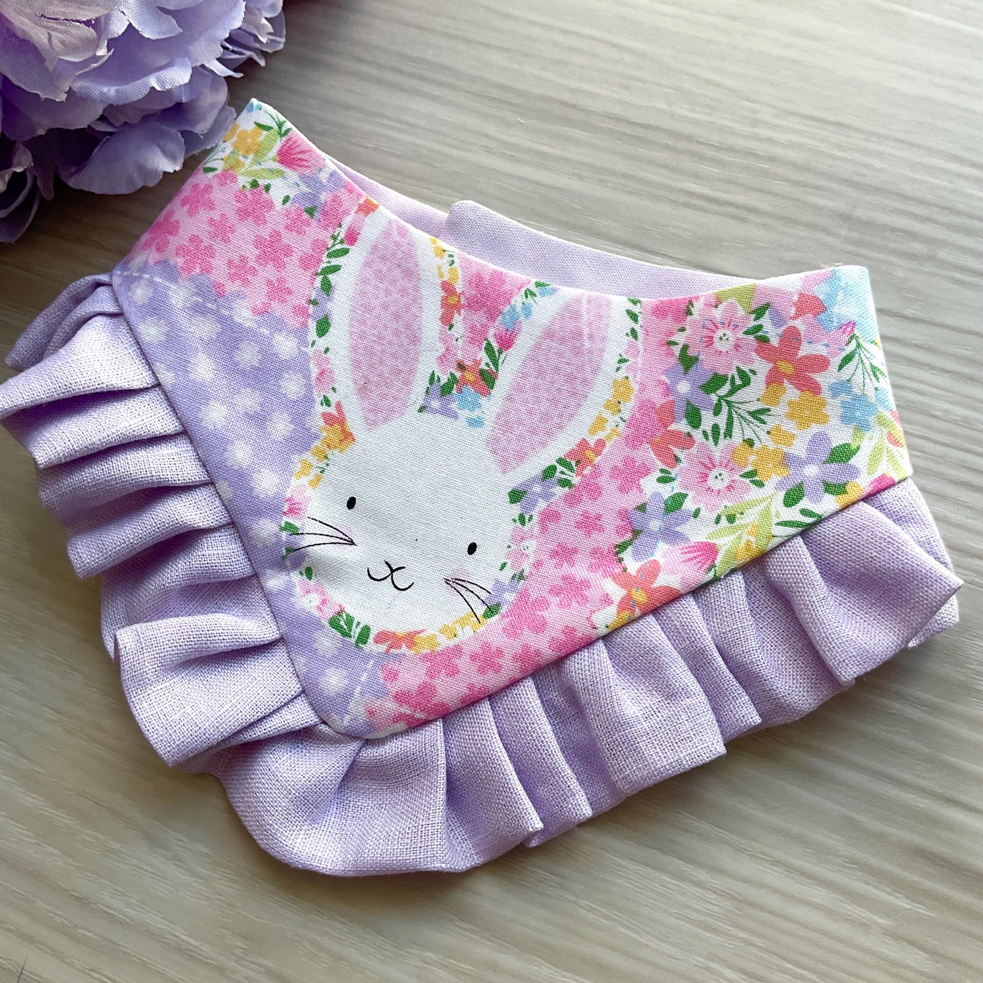 Easter Plaid Dog Bandana with Ruffles, Spring Pet Scarf