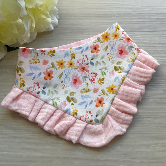 Spring Floral Ruffle Dog Bandana, Spring Dog Bandana, Girl Dog Bandana for Easter Puppy Accessory with Snap