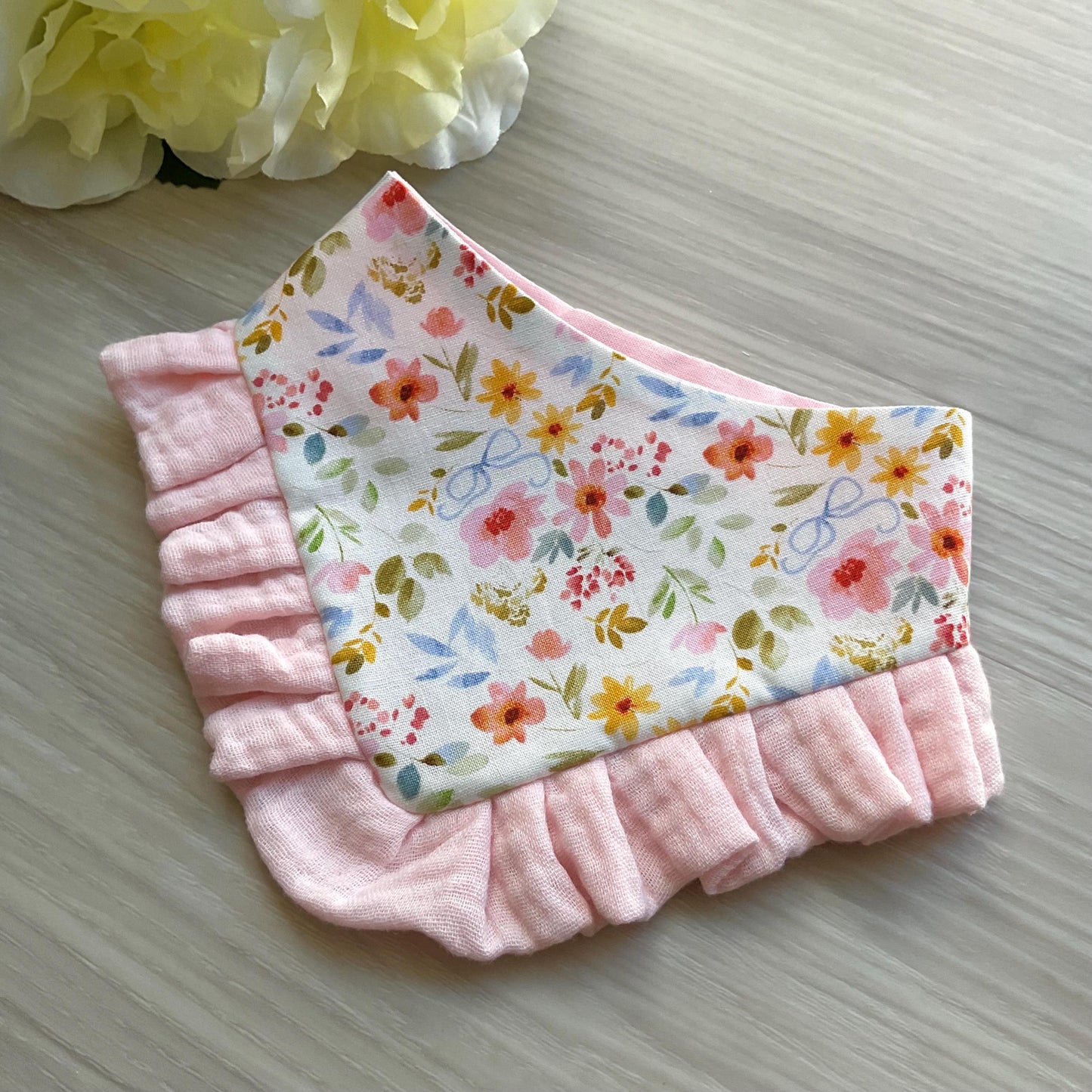 Spring Floral Ruffle Dog Bandana, Spring Dog Bandana, Girl Dog Bandana for Easter Puppy Accessory with Snap
