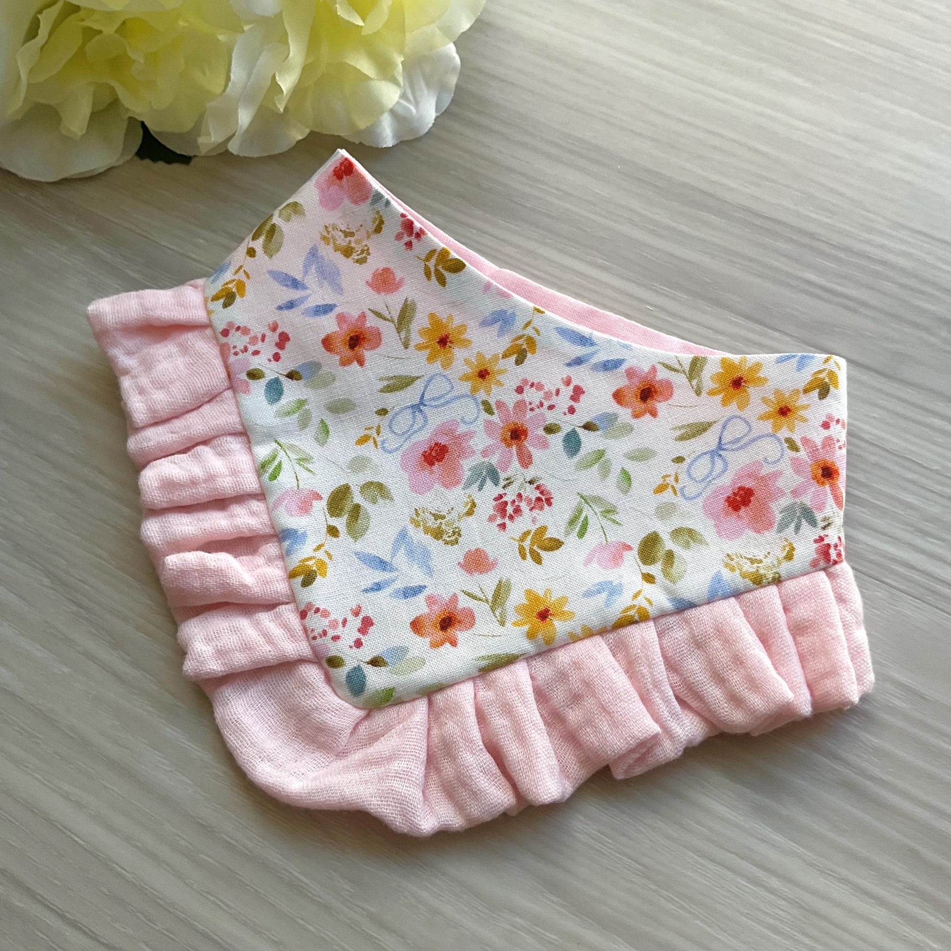 Spring Floral Ruffle Dog Bandana, Spring Dog Bandana, Girl Dog Bandana for Easter Puppy Accessory with Snap