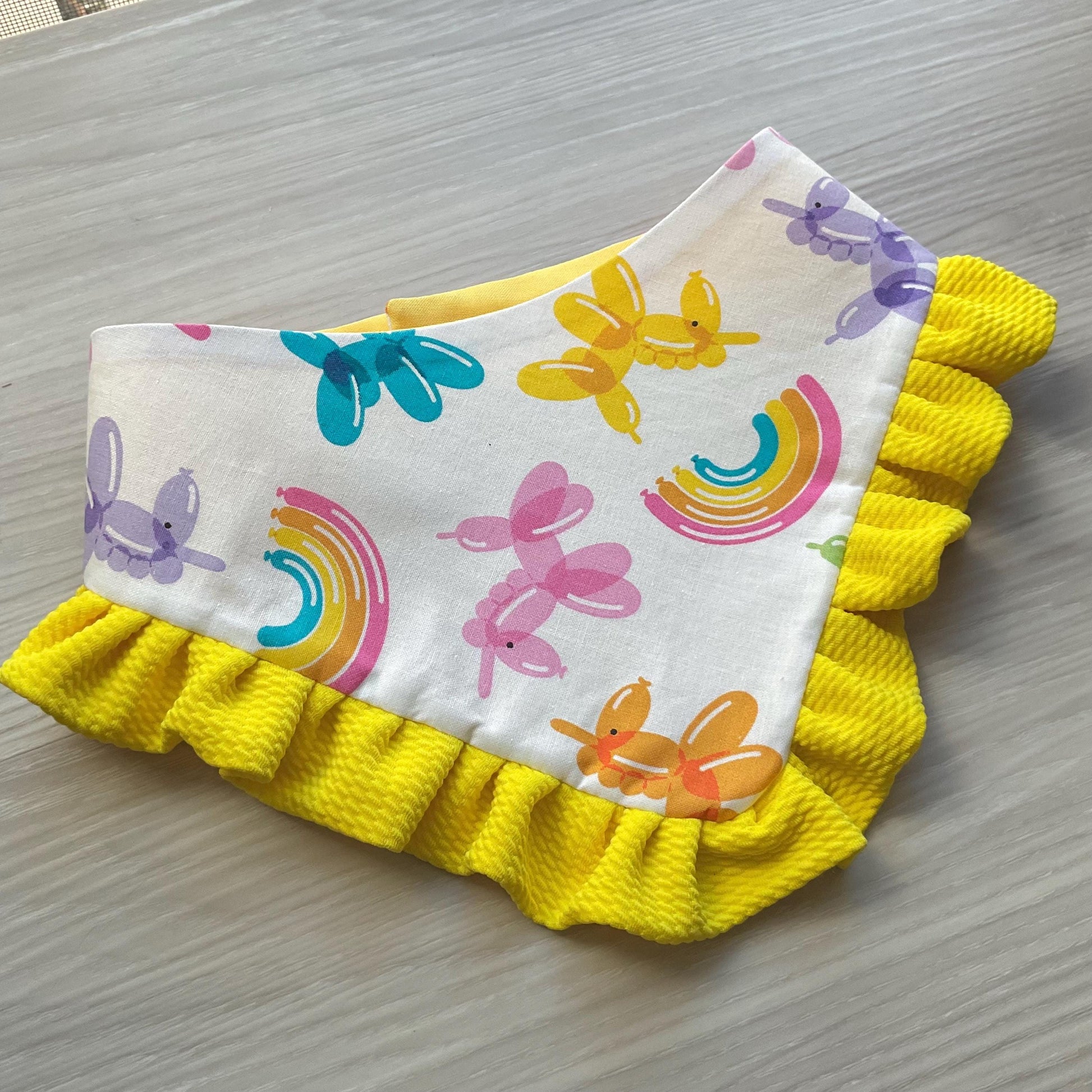 Happy Birthday Dog Bandana with Ruffle, Unicorn ballons scarf, gift for puppies,