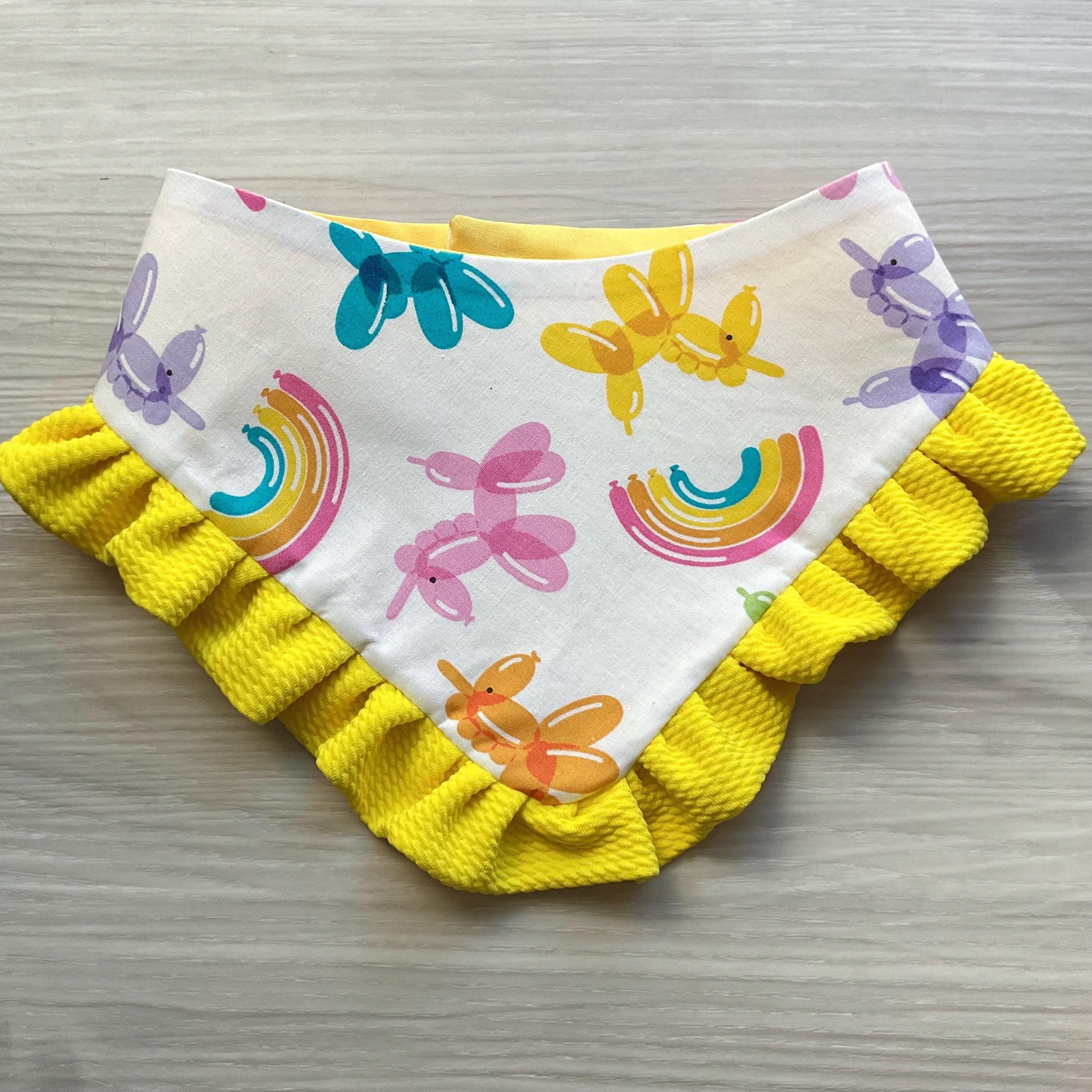Happy Birthday Dog Bandana with Ruffle, Unicorn ballons scarf, gift for puppies,