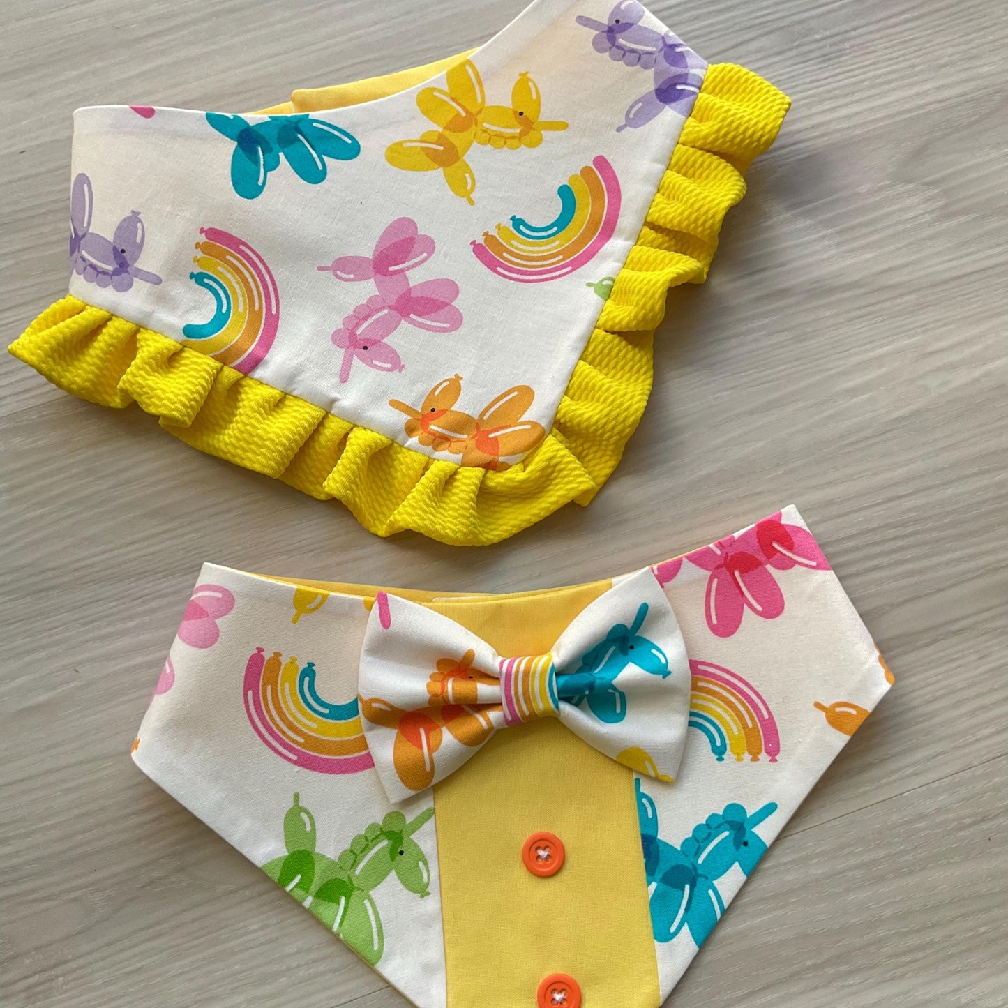 Happy Birthday Tuxedo dog Bandana, Unicorn ballons, Dogs celebrating a birthday, Puppies gift