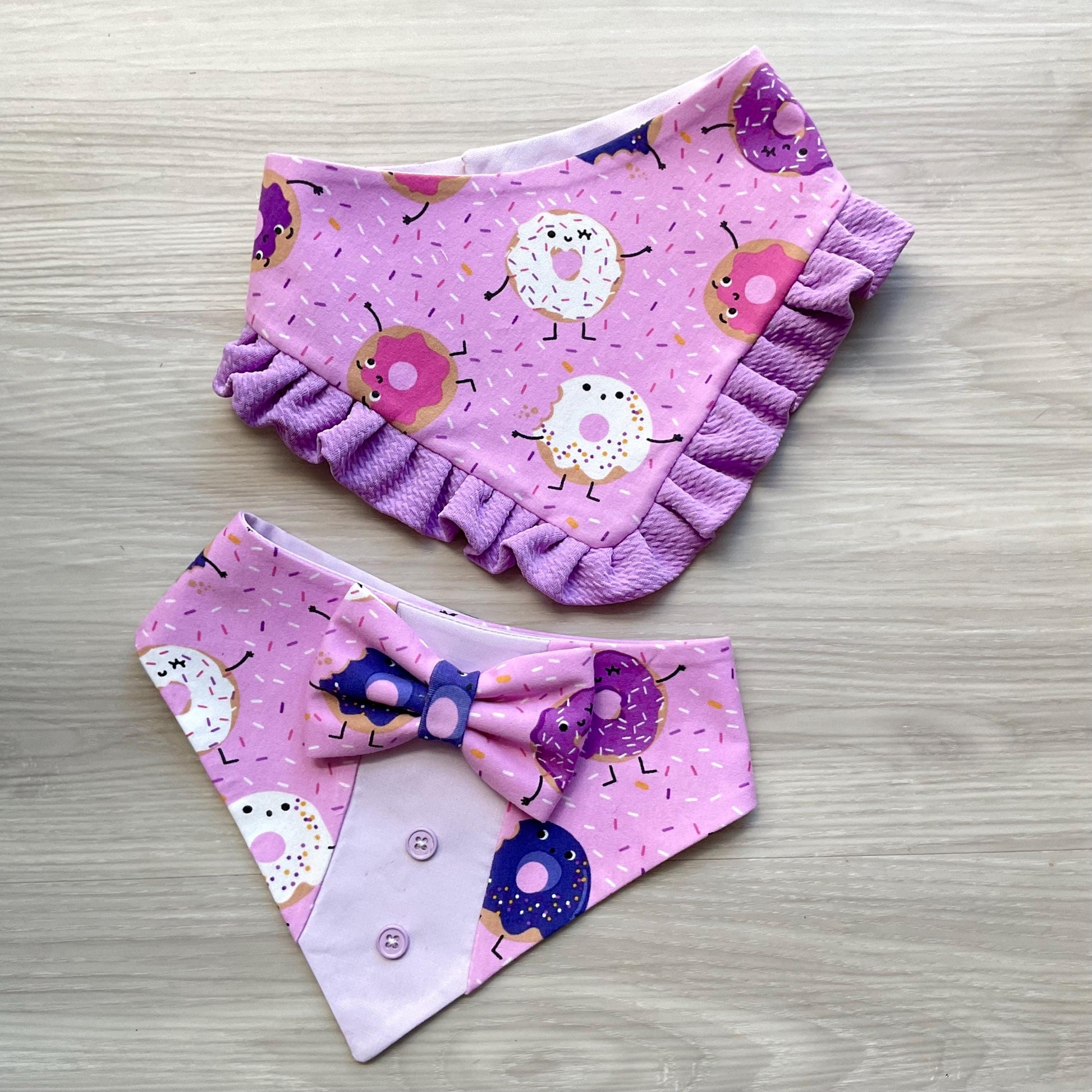 Happy Birthday Tuxedo dog Bandana, Donut with sprinkles, Dogs celebrating a birthday, Puppies gift purple pet bandana