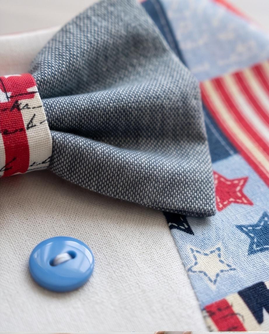 Patriotic Dog Tuxedo Bandana, 4th of July Pet Bandana, Patch USA Dog Scarf, Independence Day Dog Gift, American Flag Dog Bandana