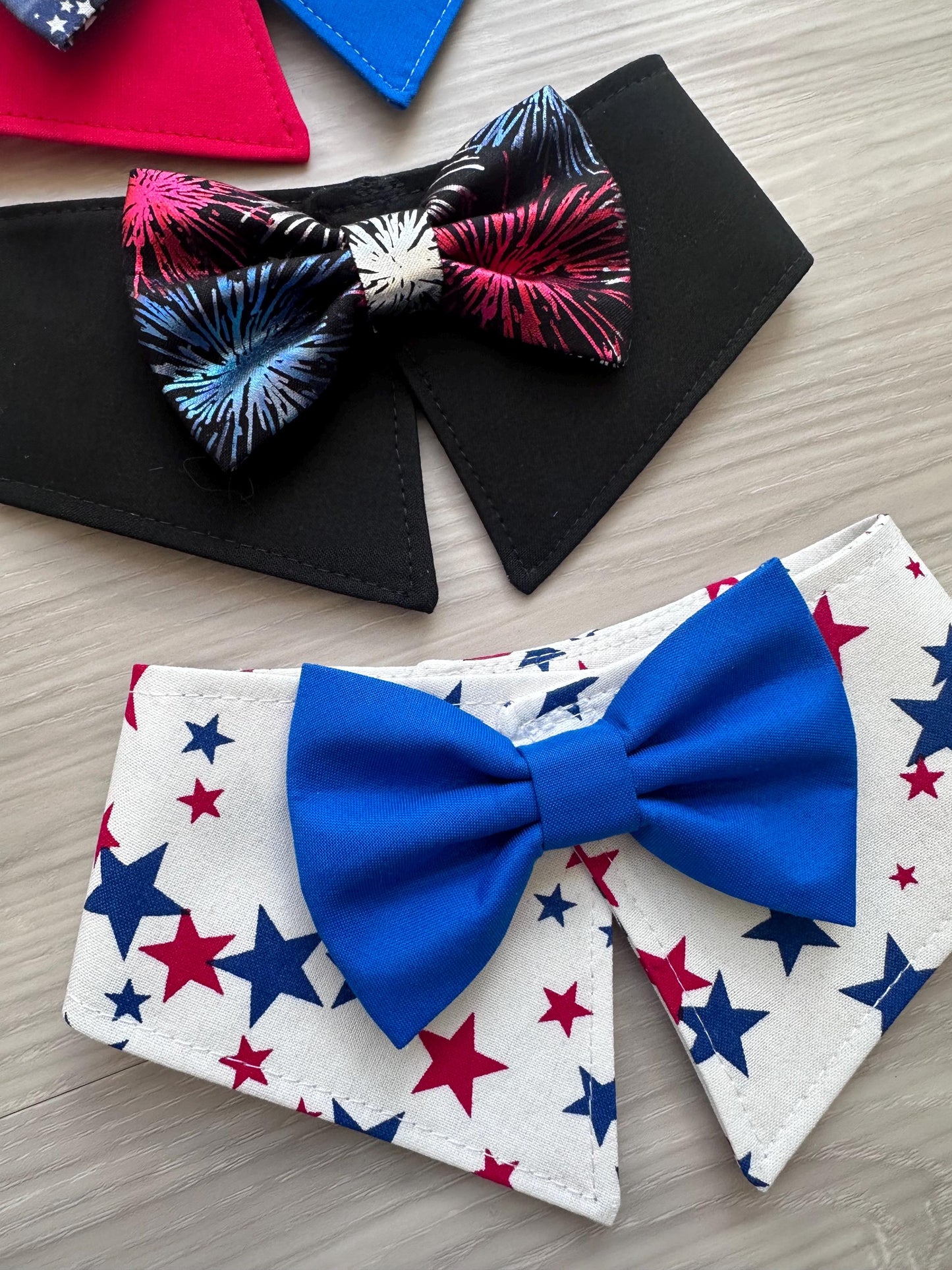Patriotic Dog Collar Bandana, 4th of July Pet Bandana, USA Scarf, Independence Day Dog Gift, American pet Bandana, Tuxedo for dogs and cats