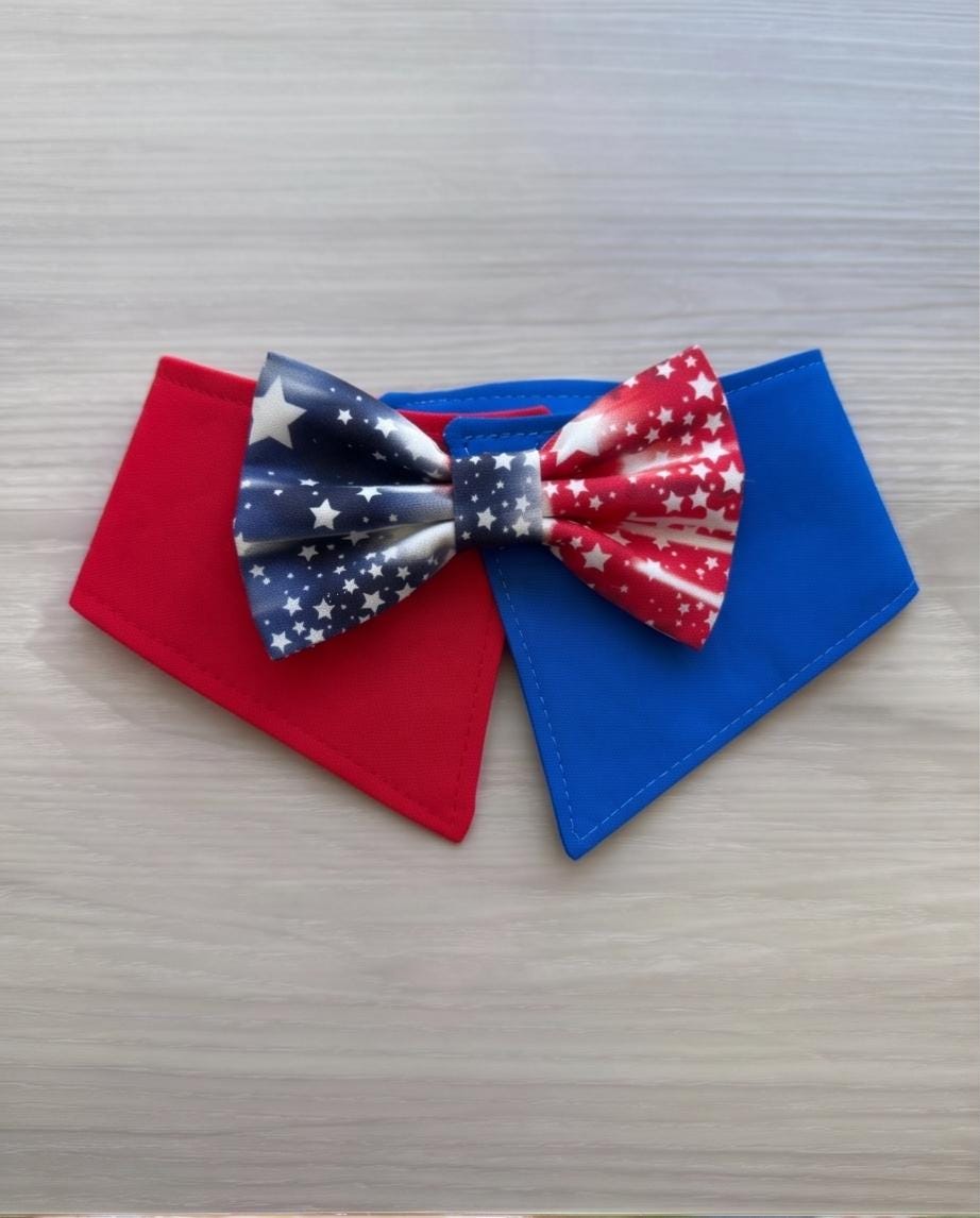 Patriotic Dog Collar Bandana, 4th of July Pet Bandana, USA Scarf, Independence Day Dog Gift, American pet Bandana, Tuxedo for dogs and cats