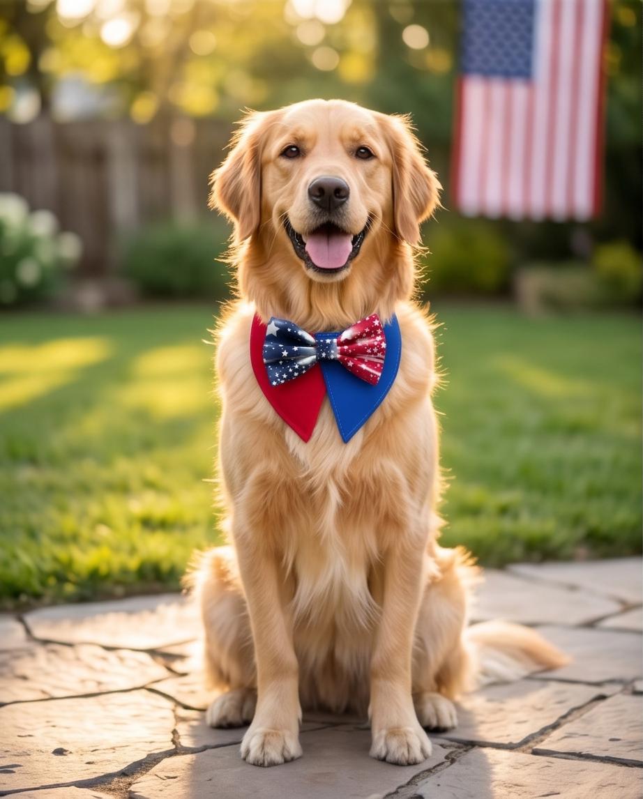 Patriotic Dog Collar Bandana, 4th of July Pet Bandana, USA Scarf, Independence Day Dog Gift, American pet Bandana, Tuxedo for dogs and cats