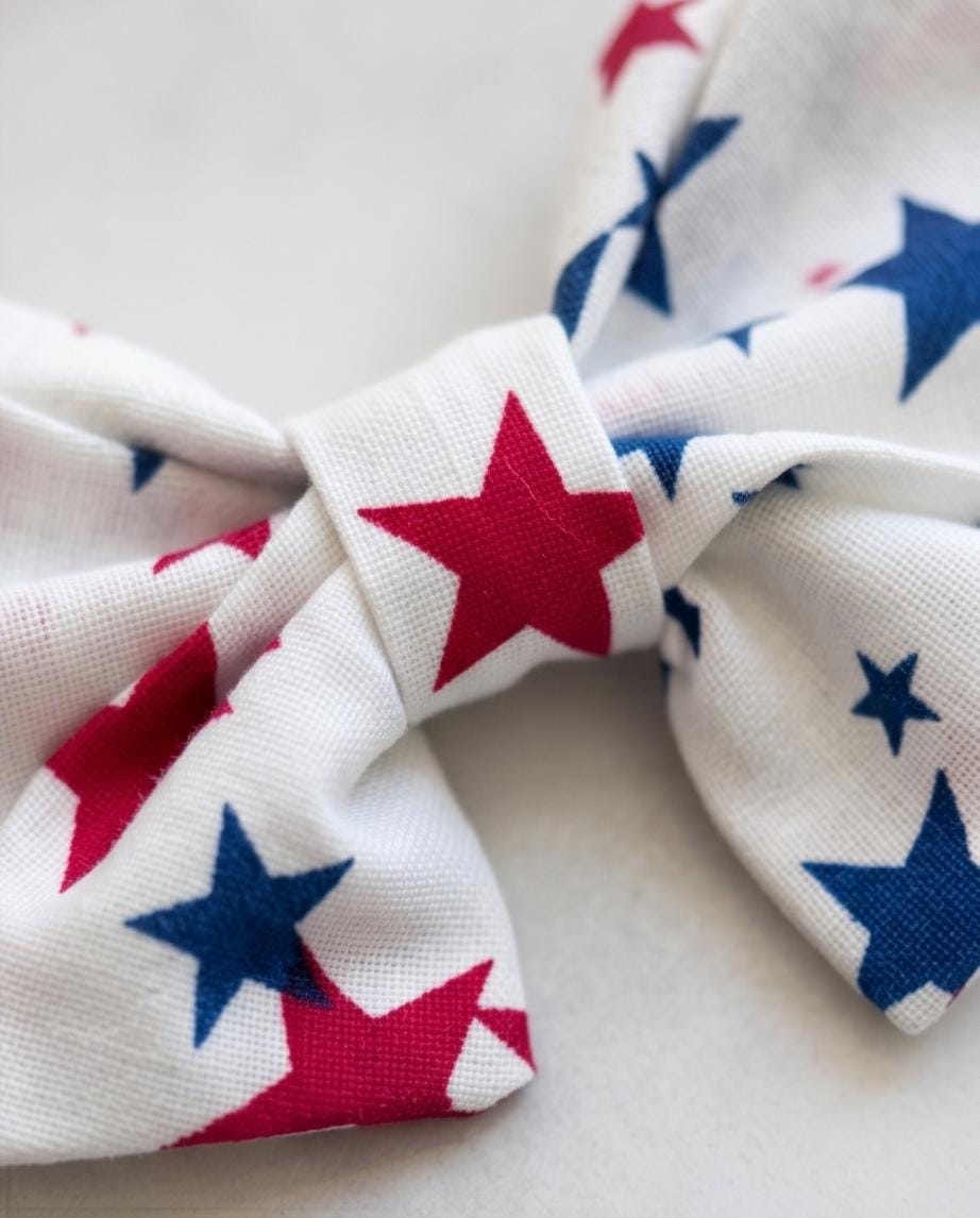 4th of July Dog Bowtie for Girl, Patriotic Pet Bow Tie, Red White Blue Puppy Accessory, Independence Day Dog Bandana Alternative
