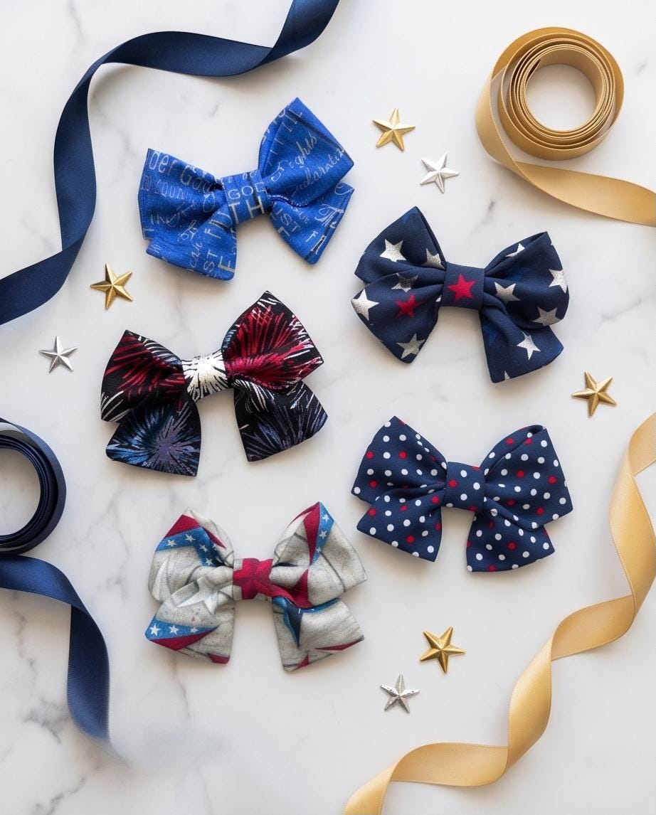 4th of July Dog Bowtie for Girl, Patriotic Pet Bow Tie, Red White Blue Puppy Accessory, Independence Day Dog Bandana Alternative
