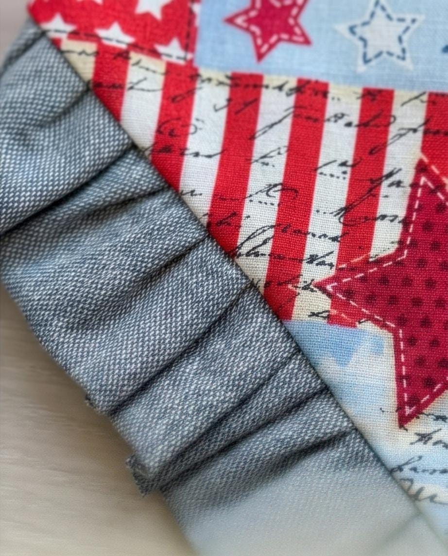 Patriotic Dog Bandana 4th of July, Jean Red White Blue Star Bandana for Dogs, Summer Pet Scarf, Fireworks Dogs scarf, bandana with ruffles,