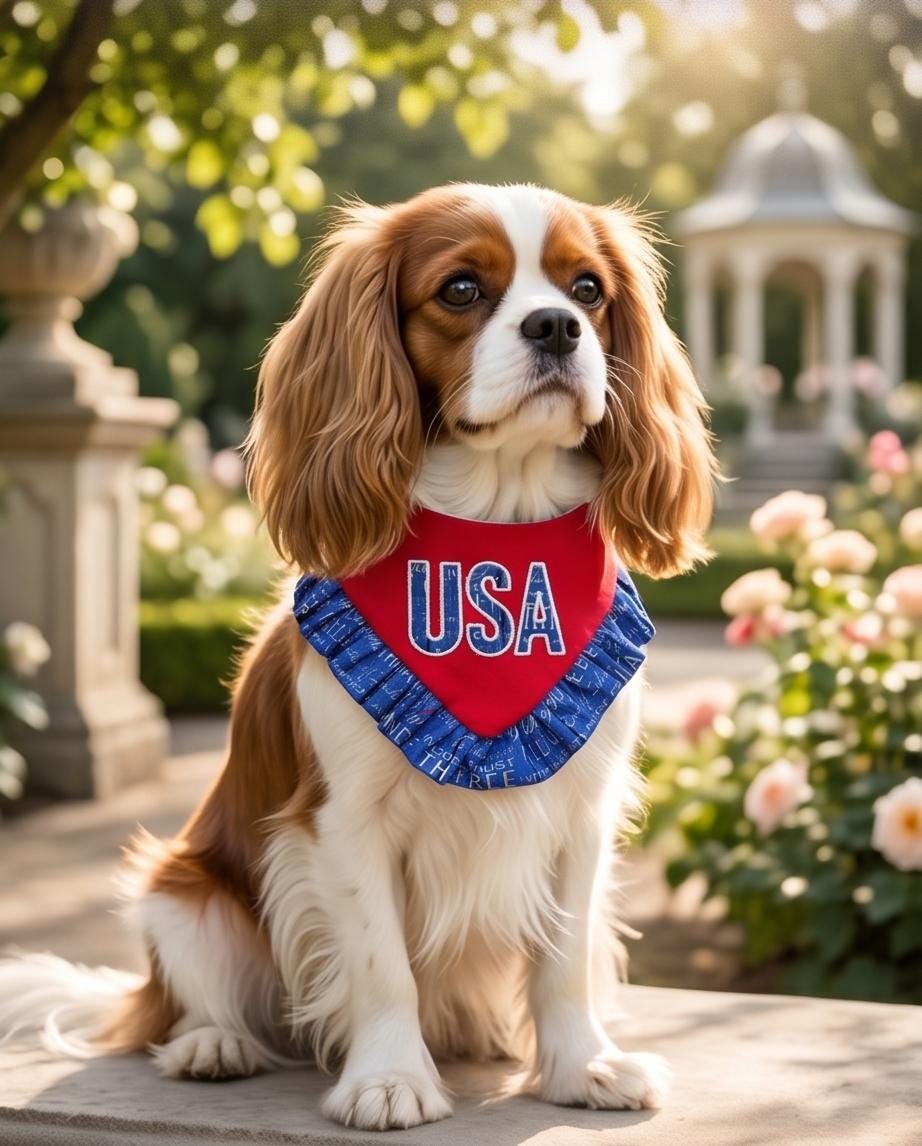 Patriotic Dog Bandana 4th of July, Red White Blue Star Bandana for Dogs, Embroidery USA, Fireworks Dogs scarf, bandana with ruffles,