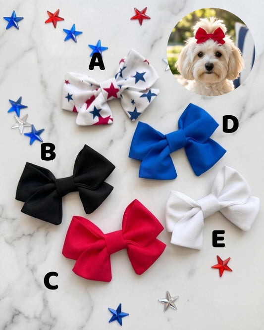 4th of July Dog Bowtie for Girl, Patriotic Pet Bow Tie, Red White Blue Puppy Accessory, Independence Day Dog Bandana Alternative