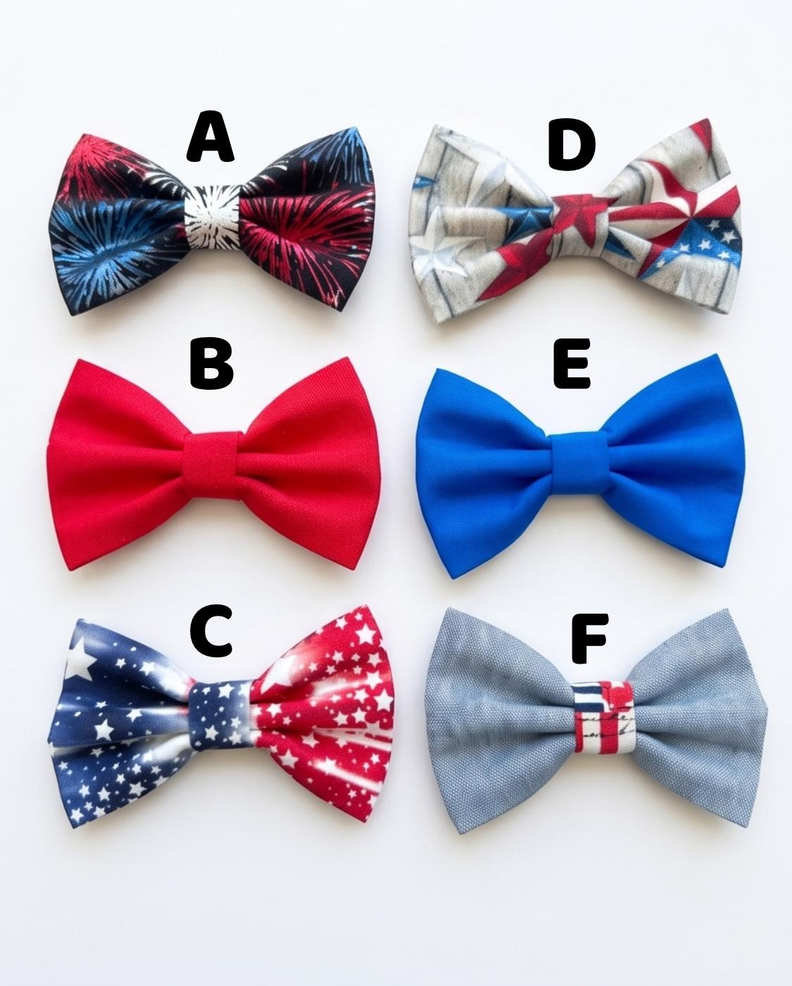 Patriotic Dog Bowtie, 4th of July Dog Accessory, American Flag Bow Tie for Pets, Independence Day Dog Collar Bow