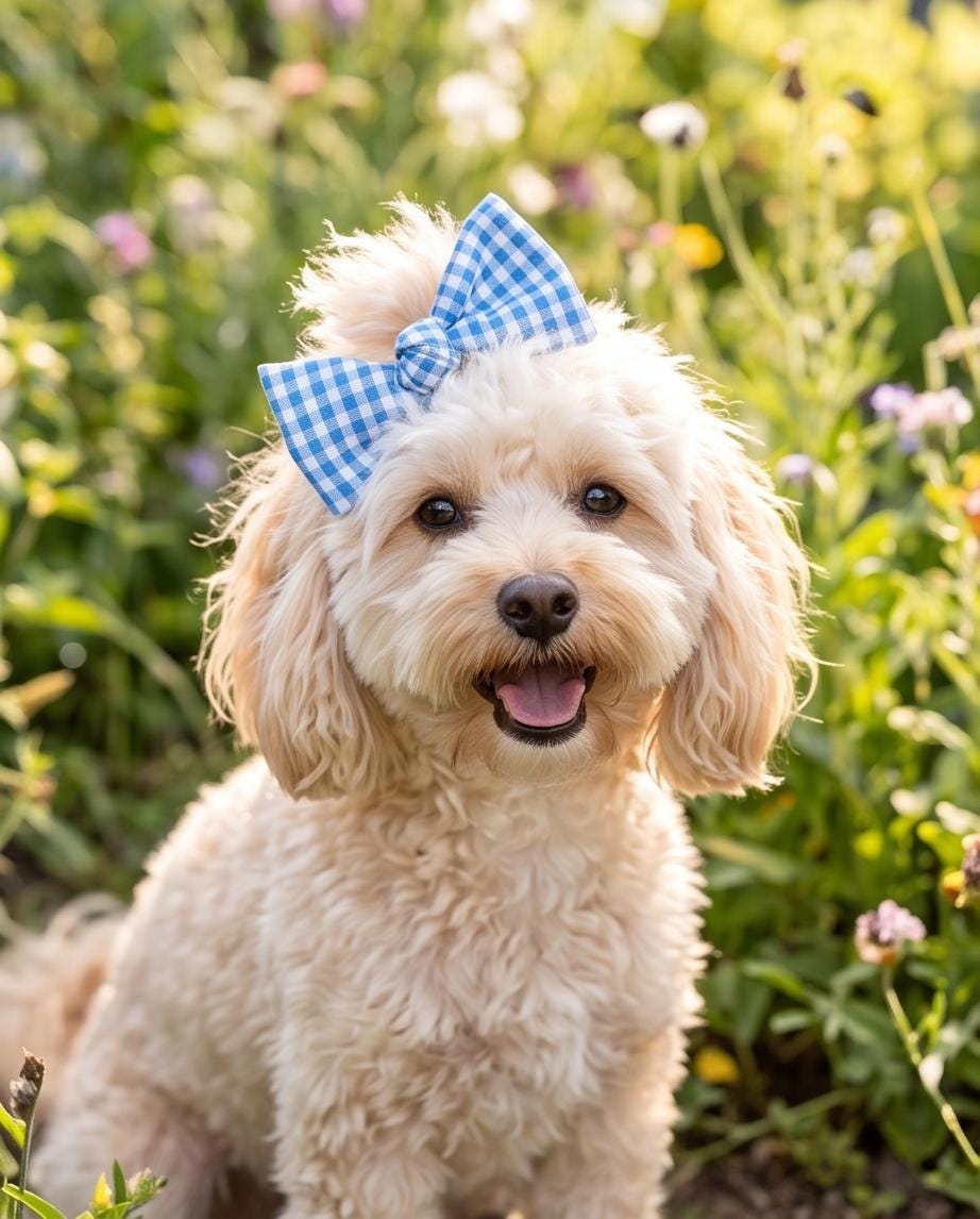 Blueberry Dog Hair Bow Clip, Handmade Cotton Hair Accessory, summer pet hair clips