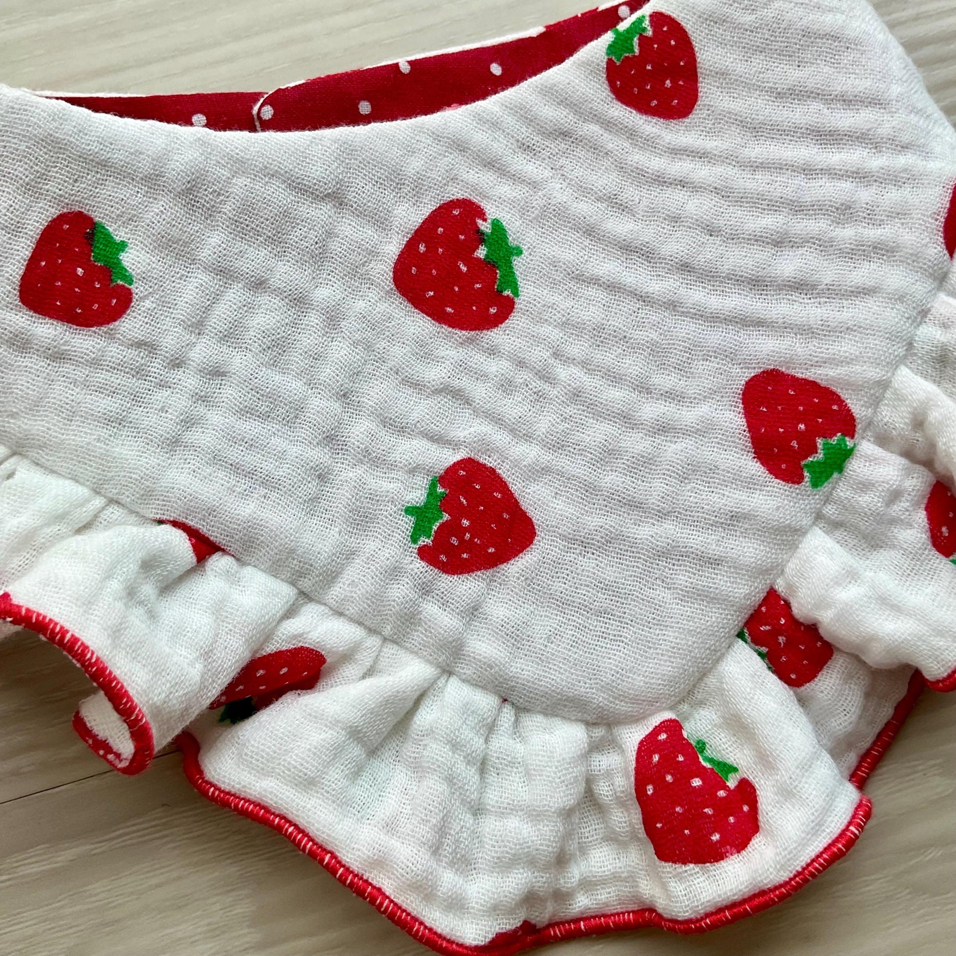 Strawberry Dog Bandana with Ruffles, Summer Berries pet scarf, perfect gift for summer for dogs, Girly bandanas and cats