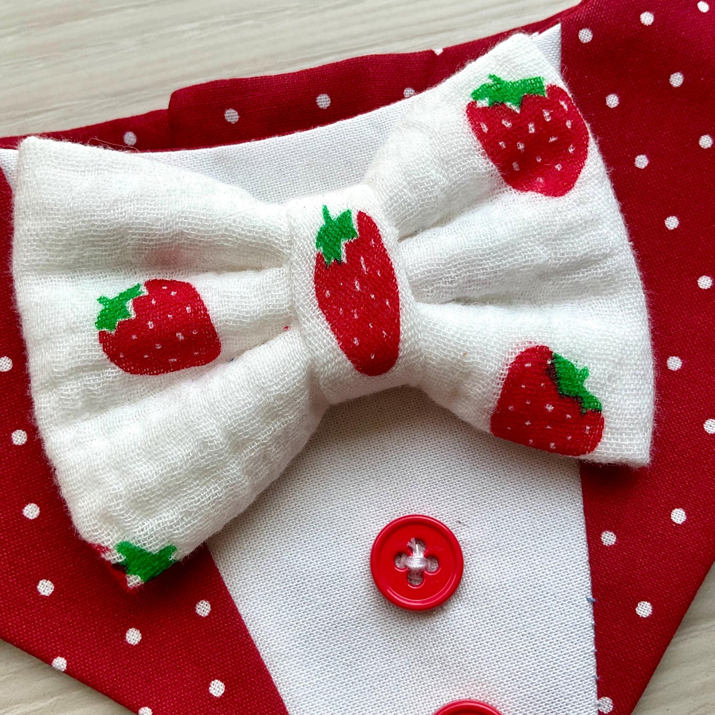 Strawberry Dog Bandana Tuxedo with Bowtie, Red white polka dot Summer Formal Wear, Boys dogs cute summer outfit,