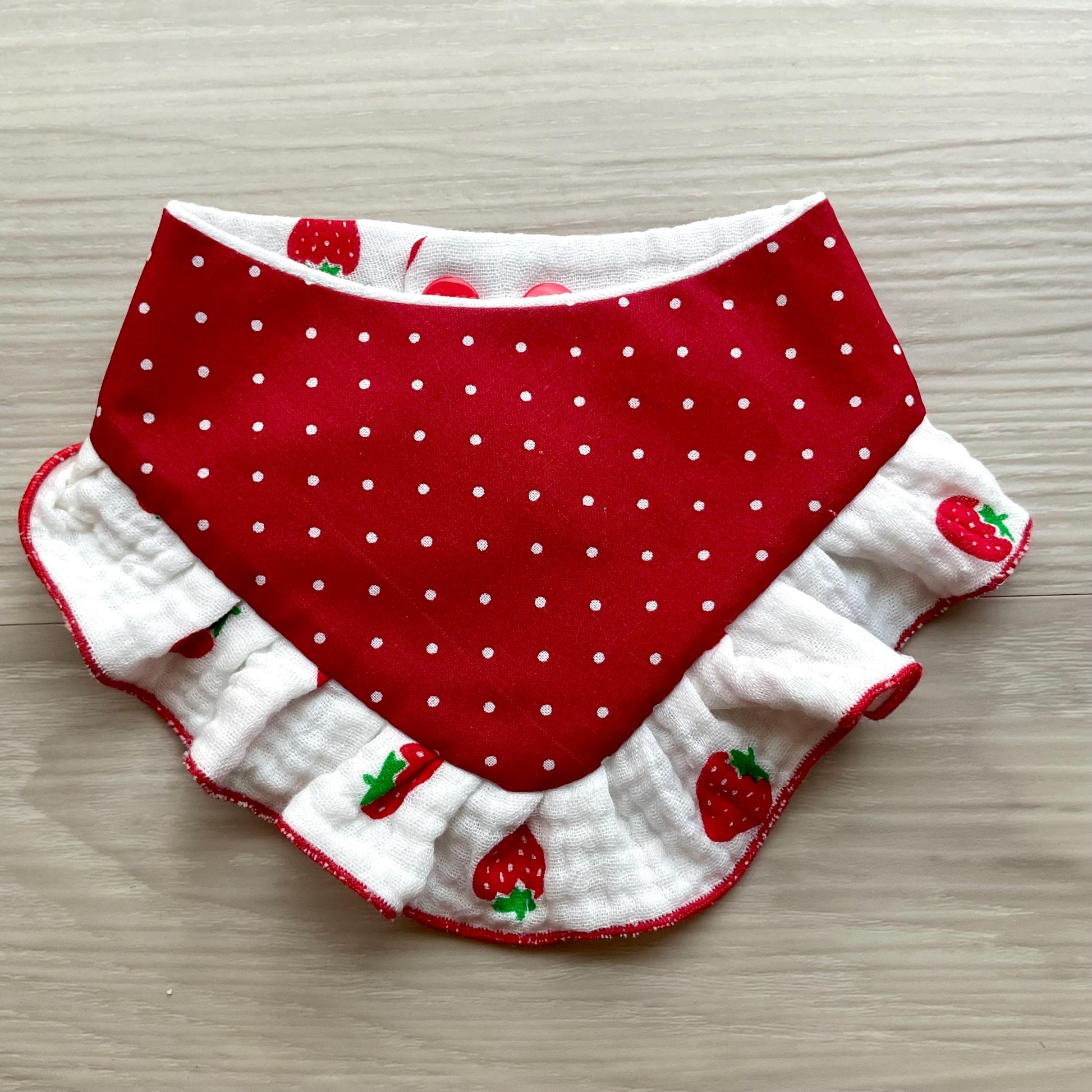 Strawberry Dog Bandana with Ruffles, Summer Berries pet scarf, perfect gift for summer for dogs, Girly bandanas and cats
