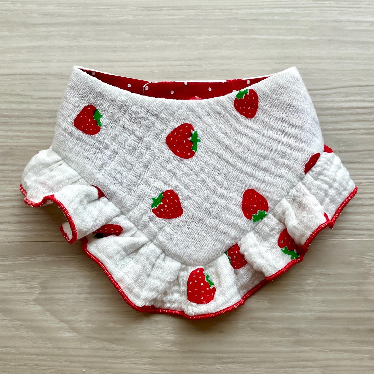 Strawberry Dog Bandana with Ruffles, Summer Berries pet scarf, perfect gift for summer for dogs, Girly bandanas and cats