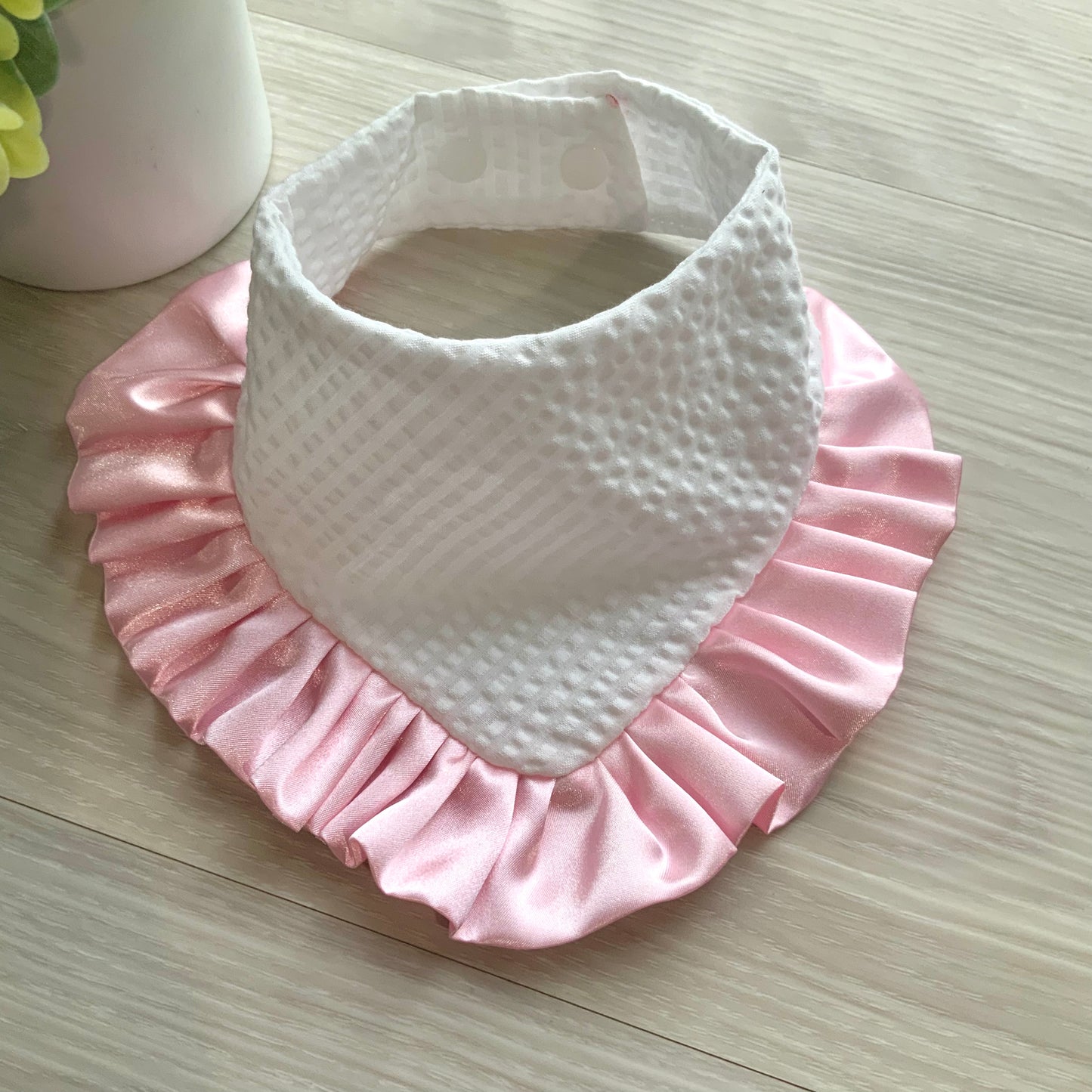 White Dog Bandana with Pink Ruffle