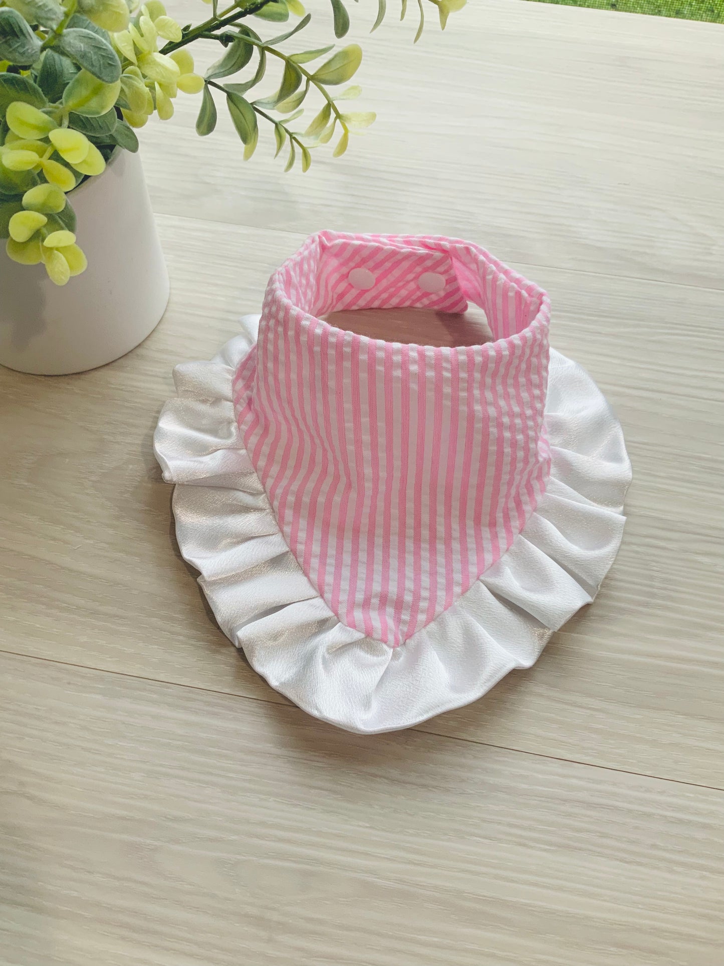 Pink Dog Bandana with White Ruffle