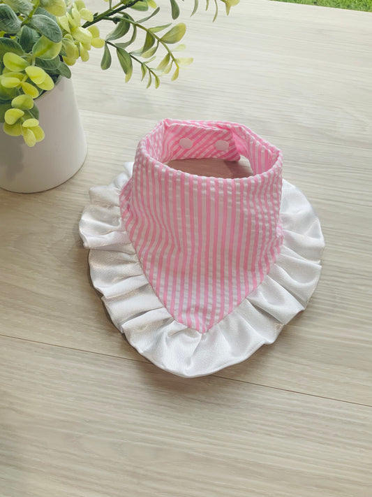 Pink Dog Bandana with White Ruffle