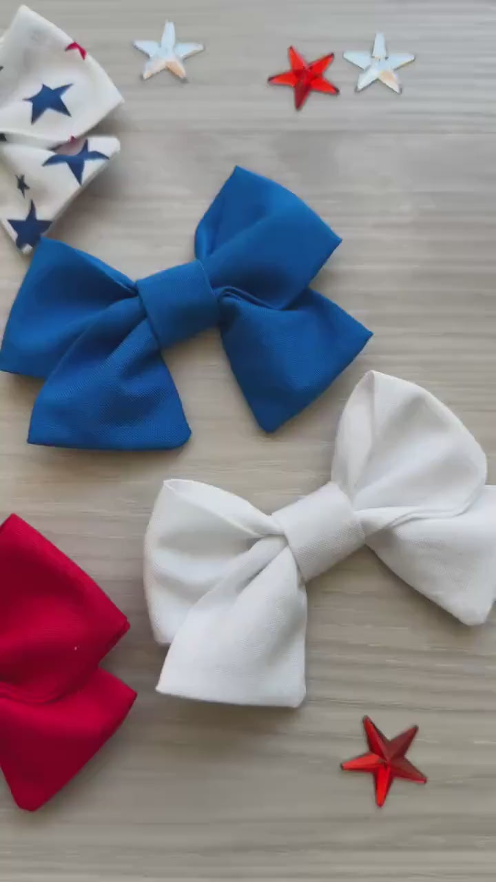 4th of July Dog Bowtie for Girl, Patriotic Pet Bow Tie, Red White Blue Puppy Accessory, Independence Day Dog Bandana Alternative