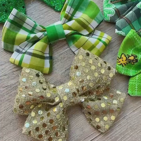 St. Patrick's Day Dog Bow, Lucky Shamrock Hair Clip, Puppy Barrette