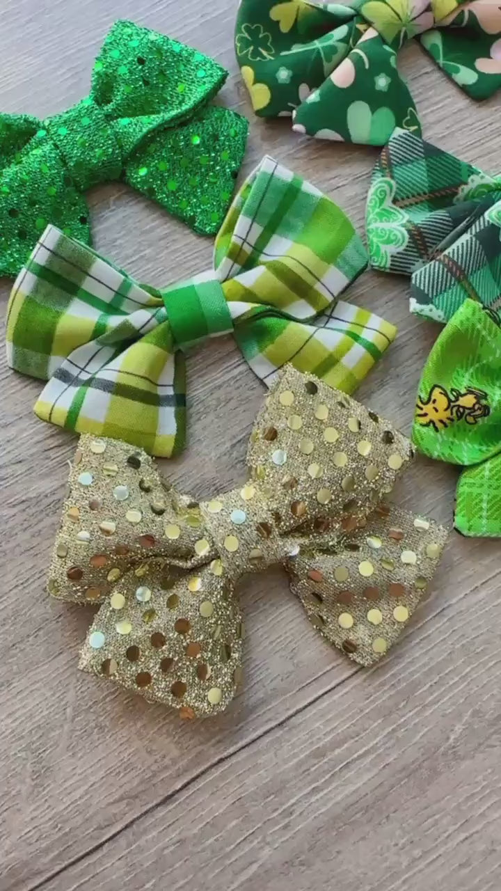 St. Patrick's Day Dog Bow, Lucky Shamrock Hair Clip, Puppy Barrette