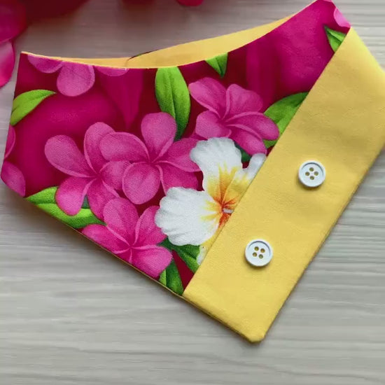 Pink Aloha Tropical Dog Bandana, accessories for pets, gift for puppies, Hawaiian pet scarf