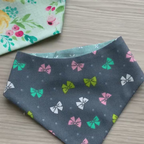 Spring Dog Bandana, Reversible Snap-On, Matching Hair Bow