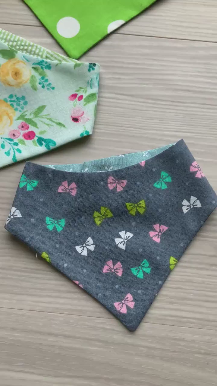 Spring Dog Bandana, Reversible Snap-On, Matching Hair Bow