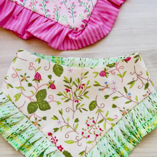Floral Ruffle Dog Bandana, Spring Pet Scarf, Snap On Cotton