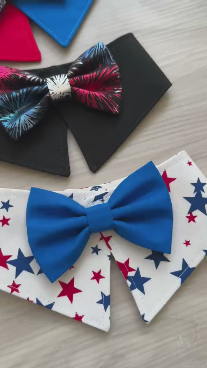 Patriotic Dog Collar Bandana, 4th of July Pet Bandana, USA Scarf, Independence Day Dog Gift, American pet Bandana, Tuxedo for dogs and cats