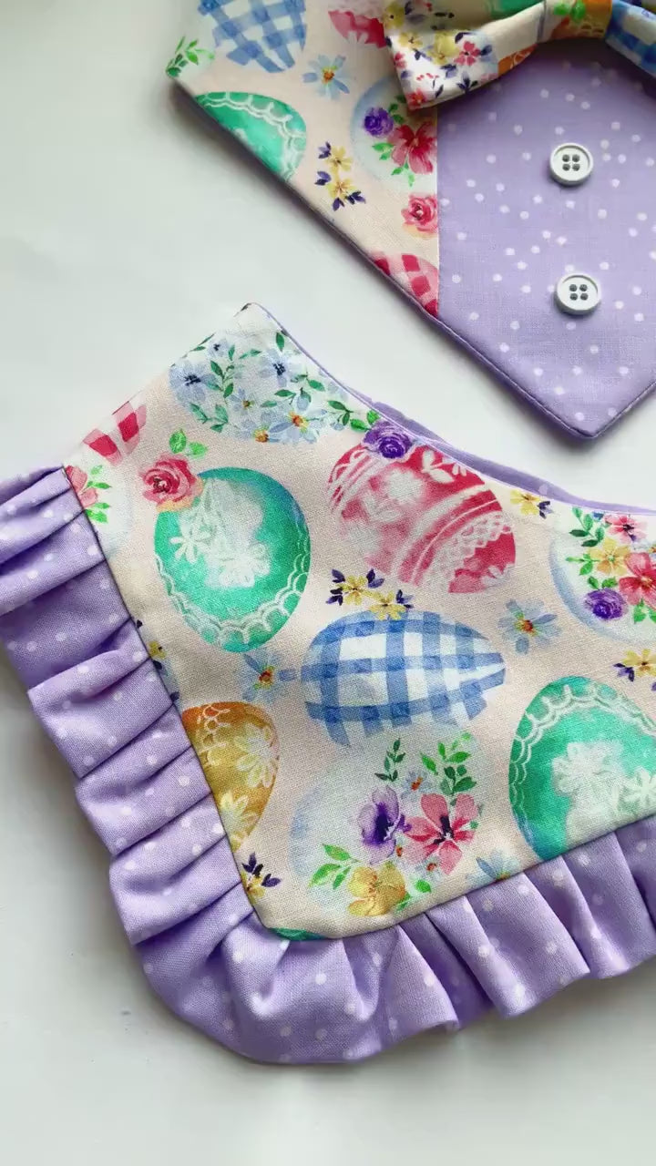 Easter Dog Bandana Tuxedo, Floral Eggs Bow Tie