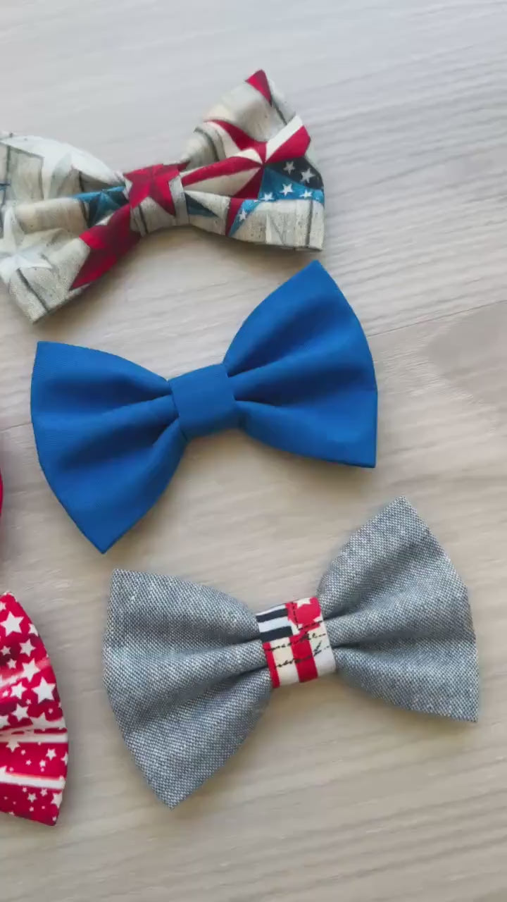 Patriotic Dog Bowtie, 4th of July Dog Accessory, American Flag Bow Tie for Pets, Independence Day Dog Collar Bow