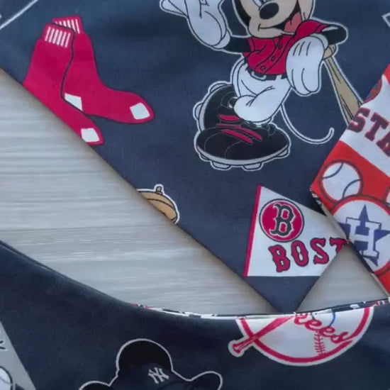 Baseball Reversible Dog Bandana, Over the Collar Pet Scarf