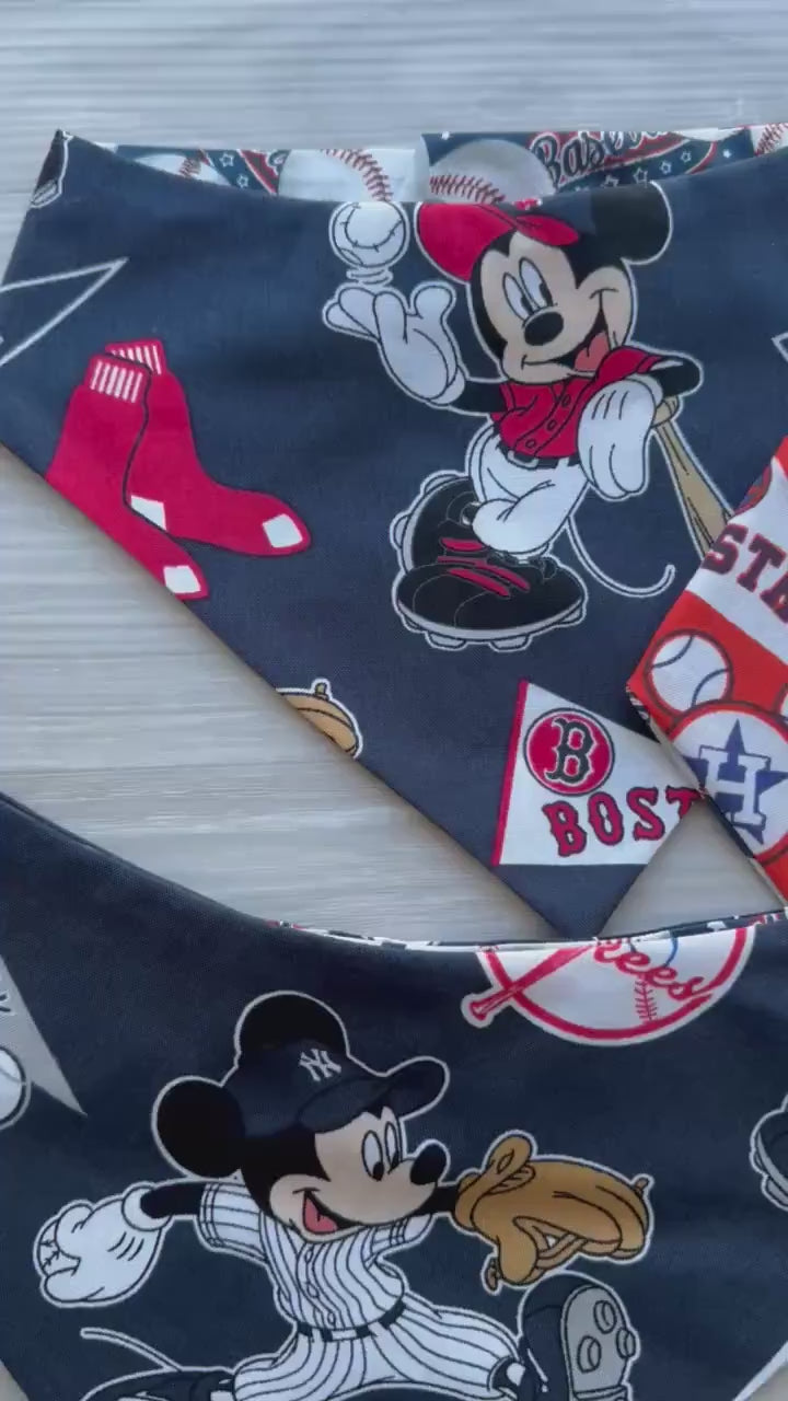 Baseball Reversible Dog Bandana, Over the Collar Pet Scarf
